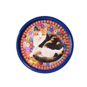Leslie Ann Ivory Becky The Calico Cat Large Tin Tray